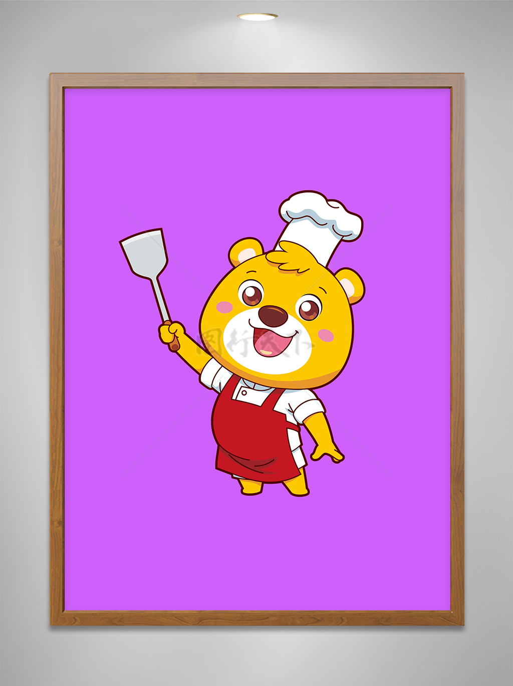 卡通餐饮可爱小熊厨师拿锅铲